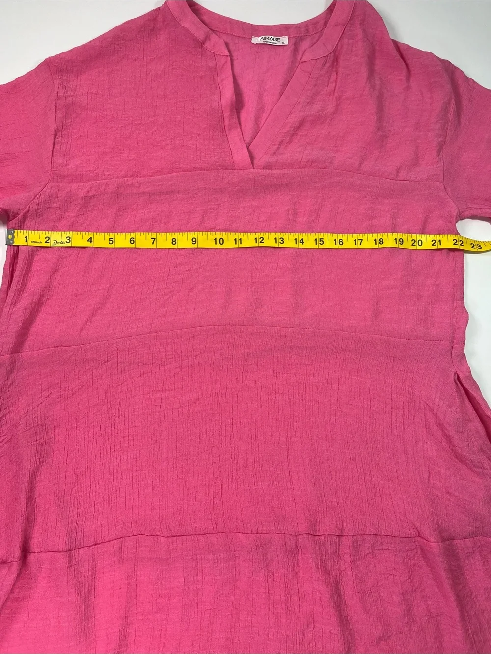 Aimage Bright Pink V-Neck Swimsuit Coverup W/Pockets Sz XL
